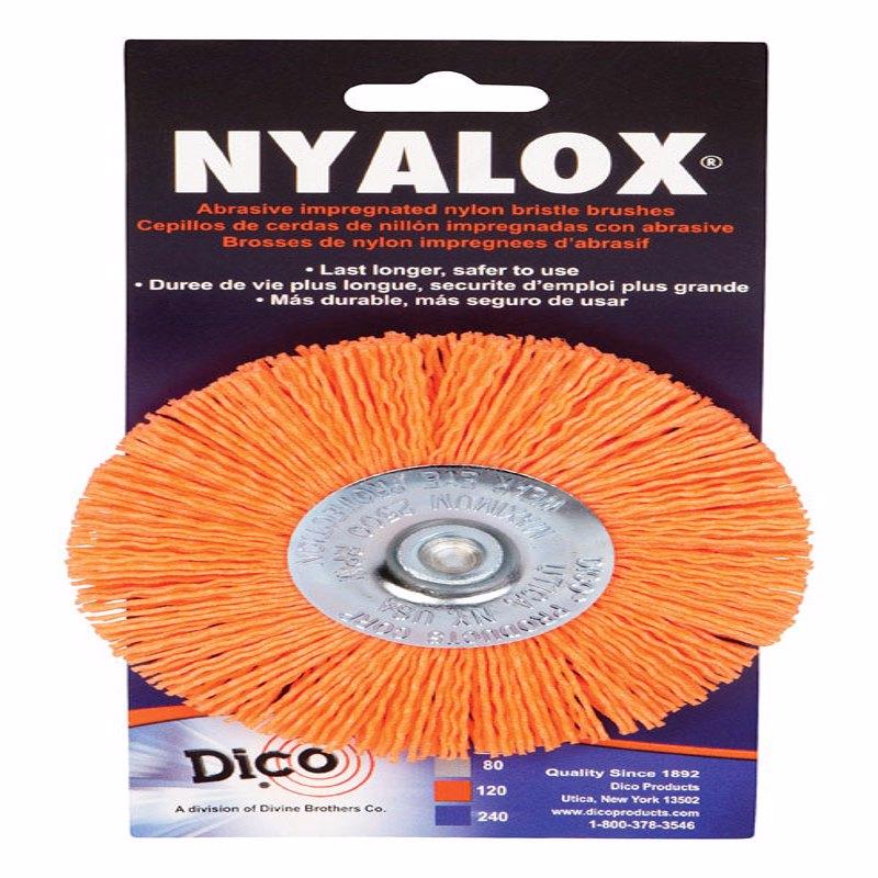 Dico Nyalox 4 in. Medium Crimped Mandrel Mounted Wheel Brush Nylon 2500 rpm