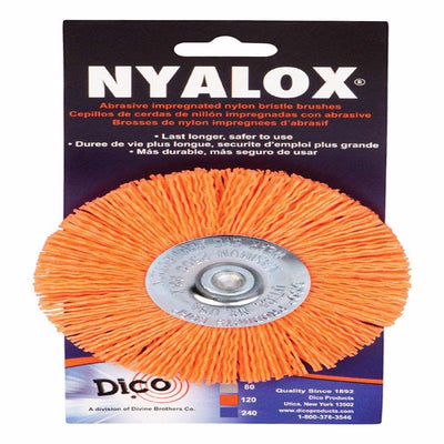 Dico Nyalox 4 in. Medium Crimped Mandrel Mounted Wheel Brush Nylon 2500 rpm