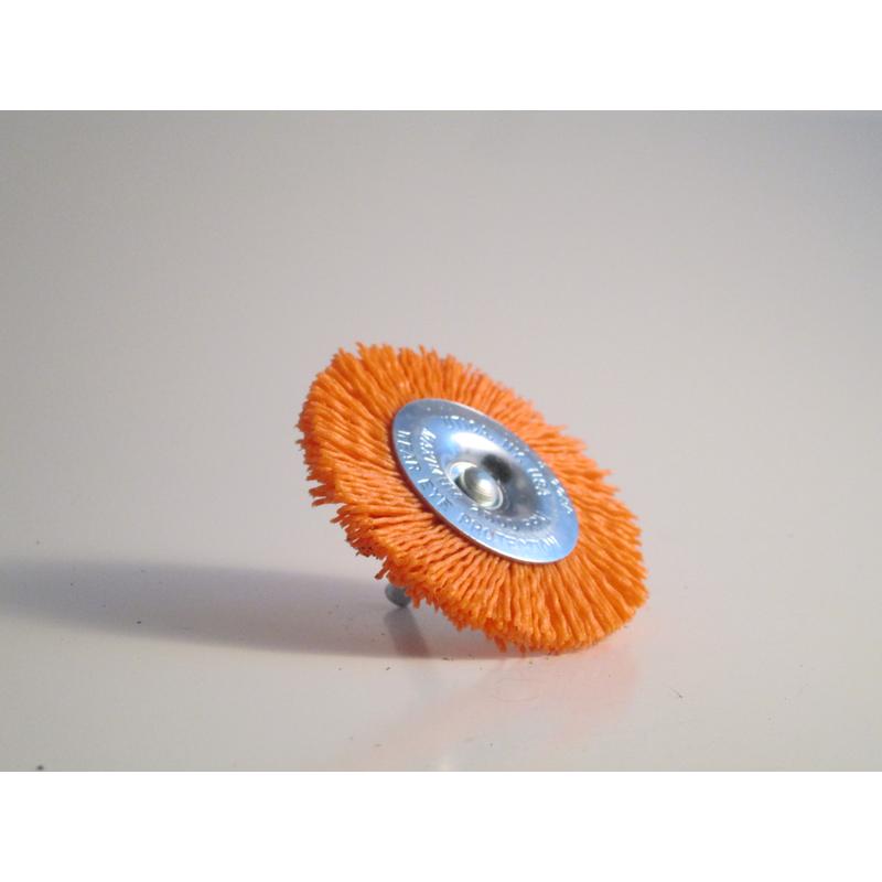 Dico Nyalox 4 in. Medium Crimped Mandrel Mounted Wheel Brush Nylon 2500 rpm