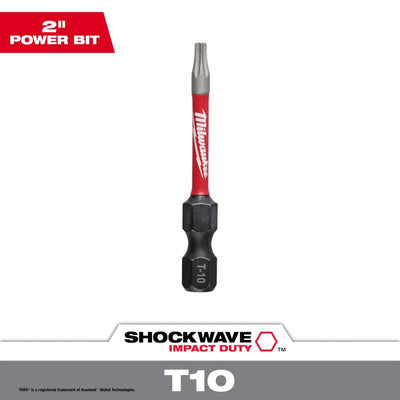 Milwaukee Shockwave Torx T10 X 2 in. L Screwdriver Bit Steel