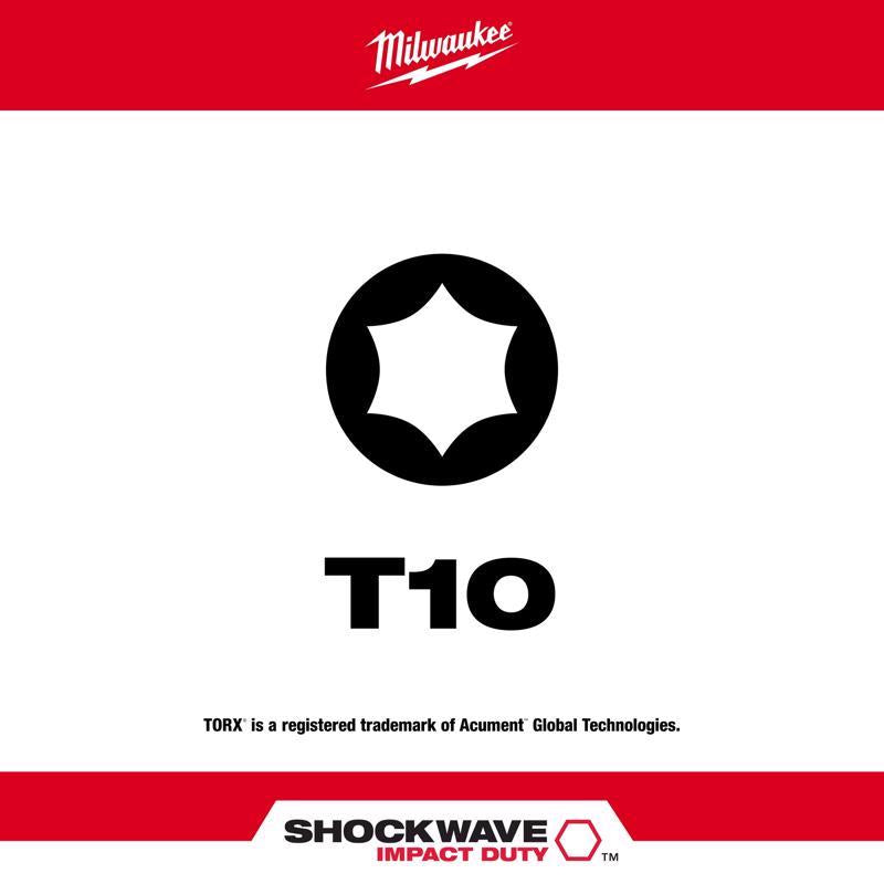 Milwaukee Shockwave Torx T10 X 2 in. L Screwdriver Bit Steel