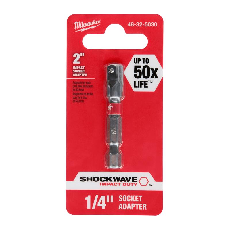 Milwaukee Shockwave Square 1/4 in. X 2 in. L Socket Adapter Steel