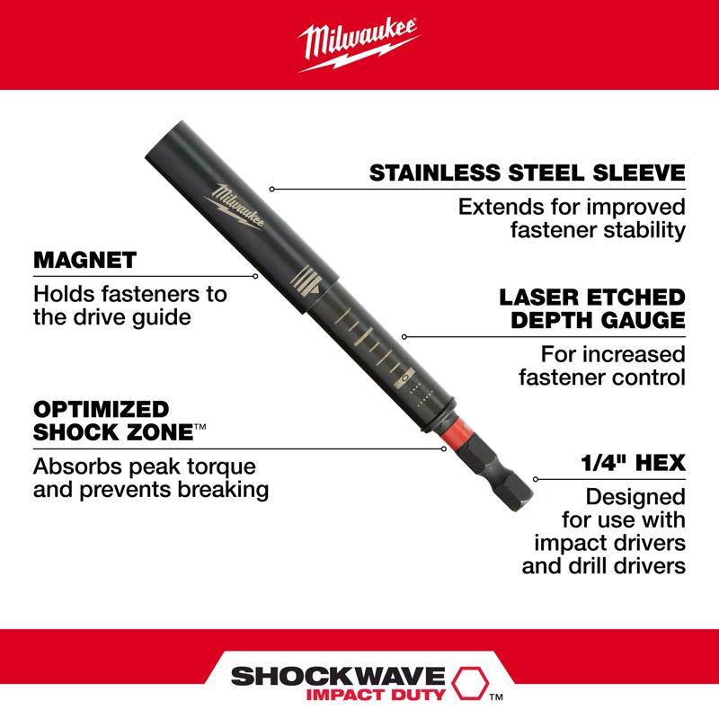 Milwaukee Shockwave Hex 1/4 in. X 3 in. L Drive Guide Steel