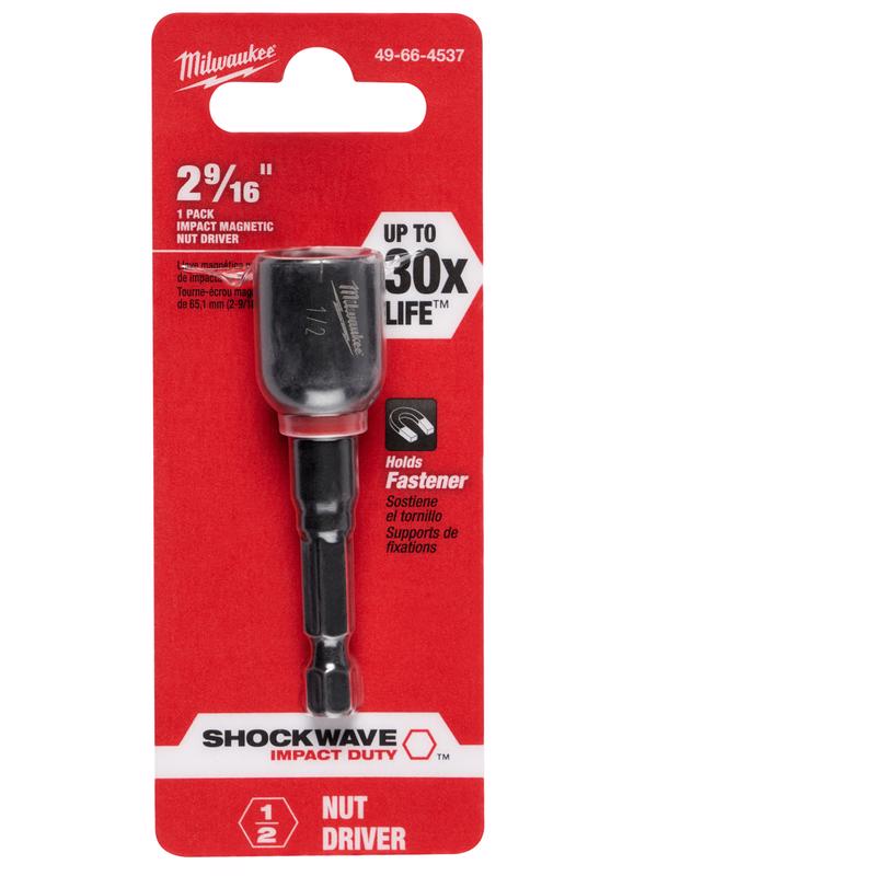 Milwaukee Shockwave 1/2 in. drive X 2-9/16 in. L Heat-Treated Steel Nut Driver