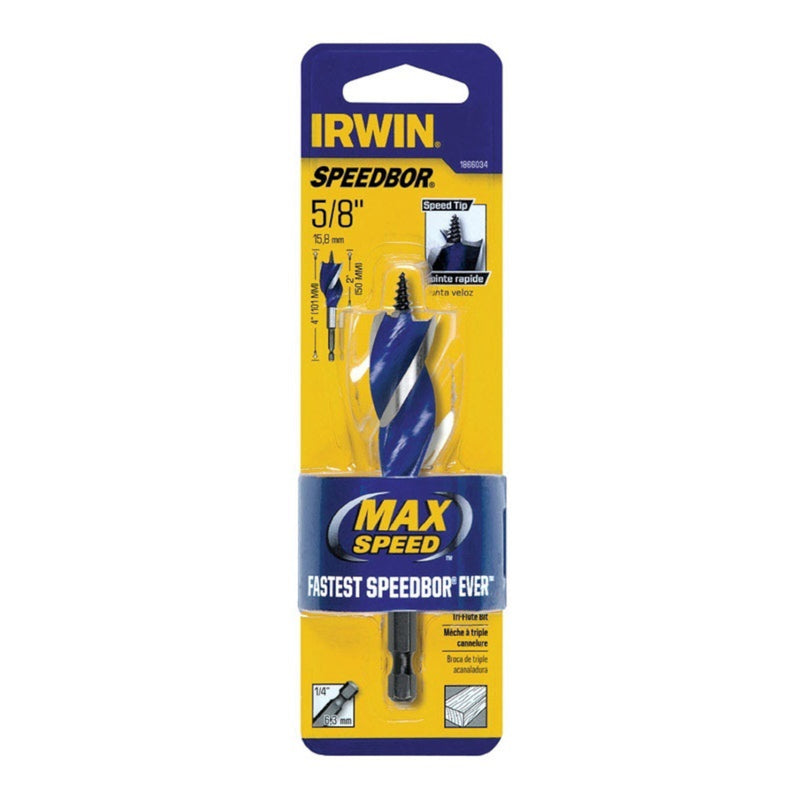 Irwin Speedbor 5/8 in. X 4 in. L Carbon Steel Wood Boring Bit Quick-Change Hex Shank