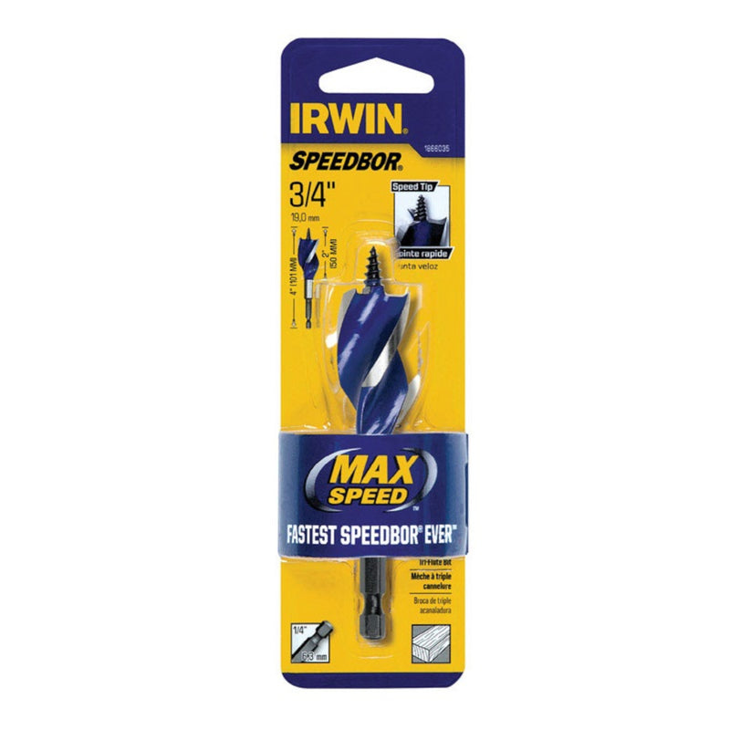 Irwin Speedbor 3/4 in. X 4 in. L Carbon Steel Wood Boring Bit Quick-Change Hex Shank