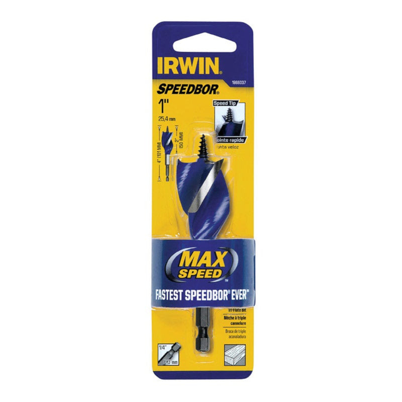 Irwin Speedbor 1 in. X 4 in. L Carbon Steel Wood Boring Bit Quick-Change Hex Shank