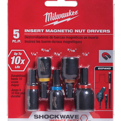 Milwaukee Shockwave 1-1/2 in. L Insert Nut Driver Set Steel 5 pc