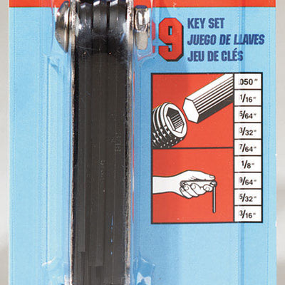 Eklind .050 to 3/16 in. SAE Fold-Up Hex Key Set 9 pc