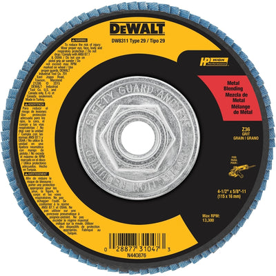 DeWalt 4-1/2 in. D X 5/8-11 in. Zirconia Flap Disc 40 Grit
