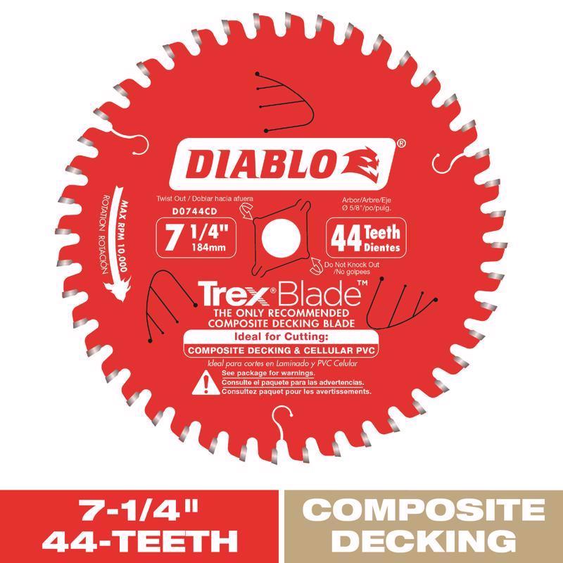 Diablo TrexBlade 7-1/4 in. D X 5/8 in. TiCo Hi-Density Carbide Circular Saw Blade 44 teeth