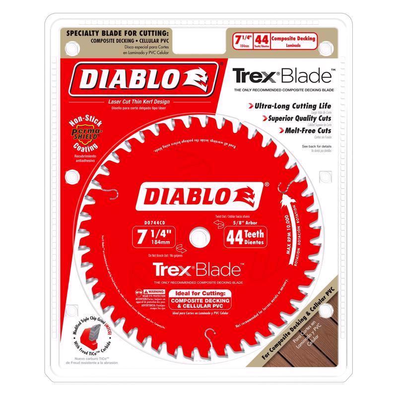 Diablo TrexBlade 7-1/4 in. D X 5/8 in. TiCo Hi-Density Carbide Circular Saw Blade 44 teeth