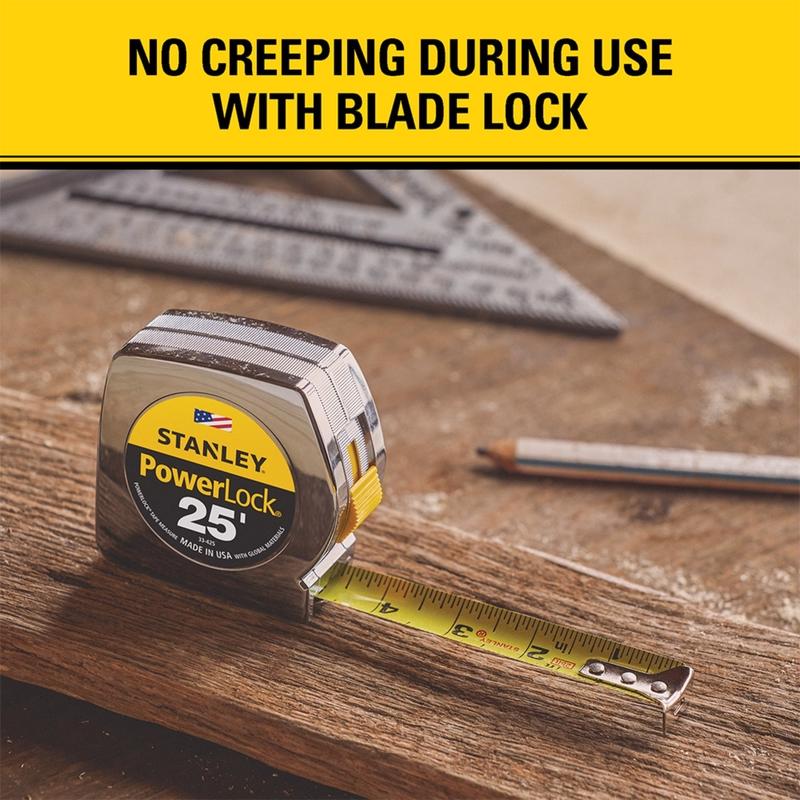 STANLEY PowerLock 25 ft. L X 1 in. W Compact Tape Measure