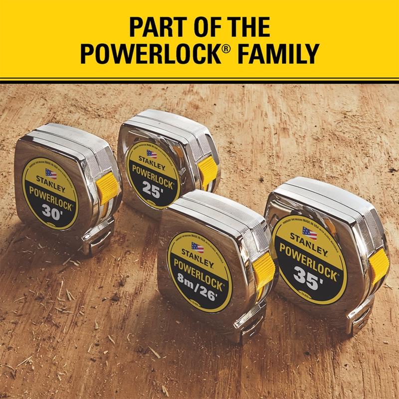 STANLEY PowerLock 25 ft. L X 1 in. W Compact Tape Measure