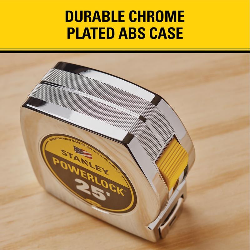STANLEY PowerLock 25 ft. L X 1 in. W Compact Tape Measure