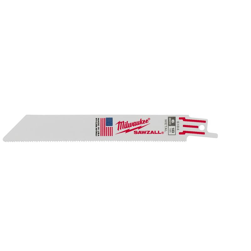 Milwaukee Sawzall 6 in. Bi-Metal Reciprocating Saw Blade 18 TPI