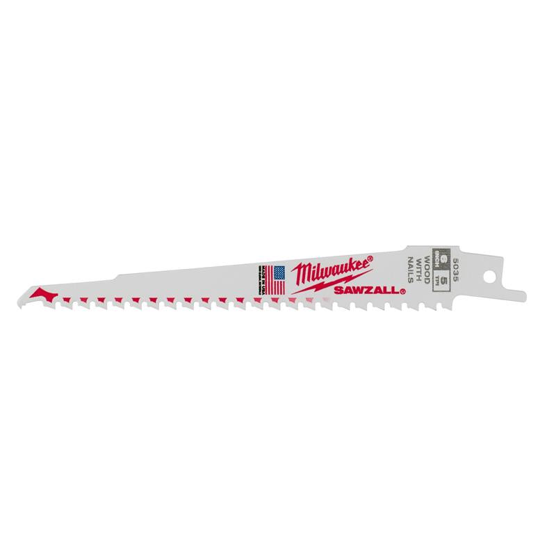Milwaukee Sawzall 6 in. Bi-Metal Reciprocating Saw Blade 5 TPI