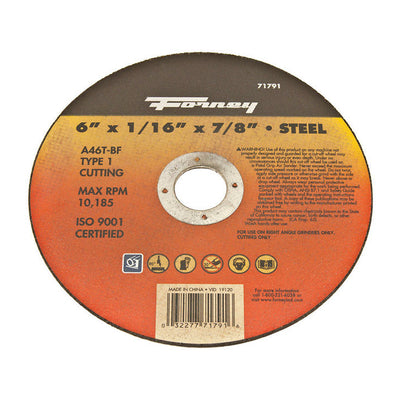 Forney 6 in. D X 7/8 in. Aluminum Oxide Metal Cut-Off Wheel