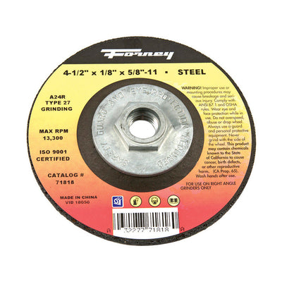 Forney 4-1/2 in. D X 5/8 in. in. Metal Grinding Wheel
