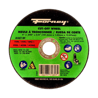 Forney 4 in. D X 5/8 in. Aluminum Oxide Metal Cut-Off Wheel