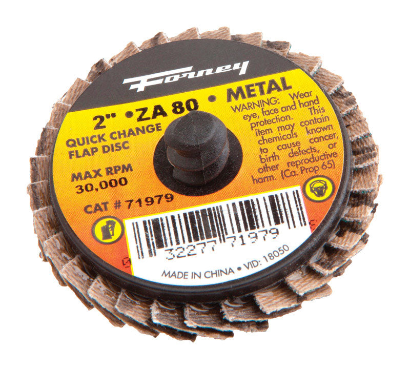 Forney 2 in. D Aluminum Oxide Thread Arbor Flap Disc 80 Grit