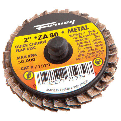 Forney 2 in. D Aluminum Oxide Thread Arbor Flap Disc 80 Grit
