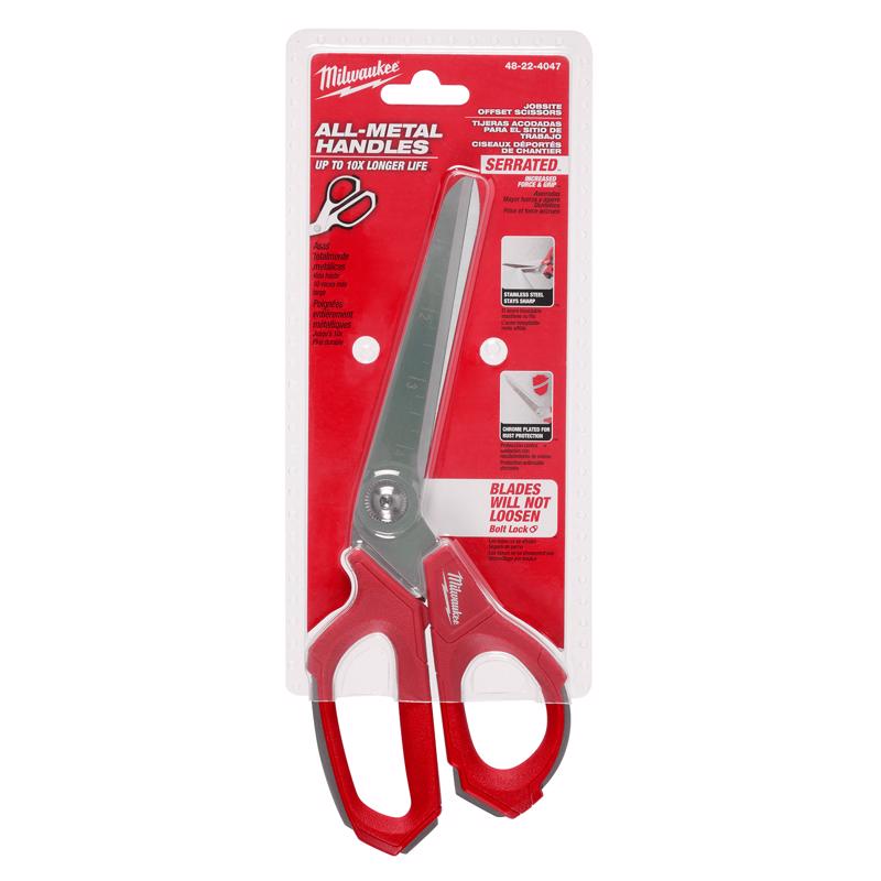 Milwaukee 9.3 in. Iron Carbide Smooth Offset Jobsite Scissors