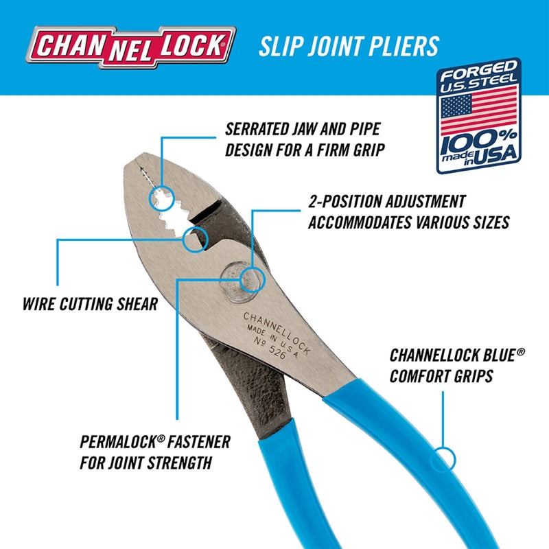 Channellock 8 in. Steel Slip Joint Pliers