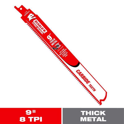 Diablo Steel Demon 9 in. Carbide Thick Metal Reciprocating Saw Blade 8 TPI