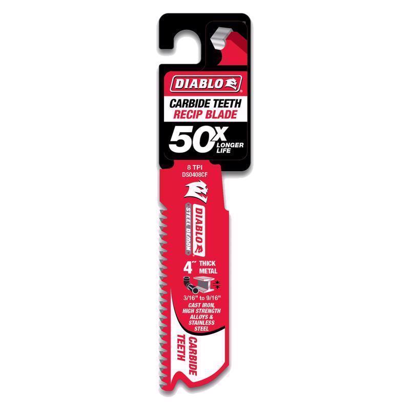 Diablo Steel Demon 4 in. Carbide Tipped Thick Metal Reciprocating Saw Blade 8 TPI