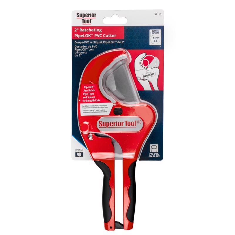 Superior Tool 2-1/2 in. Ratcheting Pipe Cutter 10 in. L Black/Red