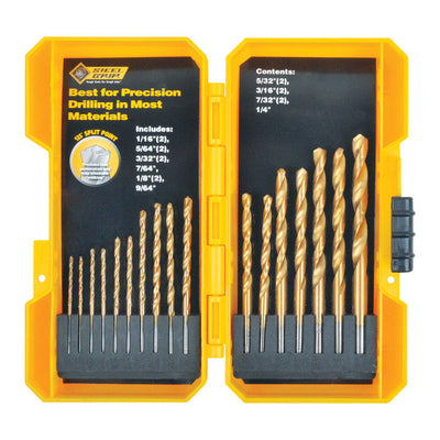 Steel Grip Titanium Drill Bit Set Straight Shank 17 pc