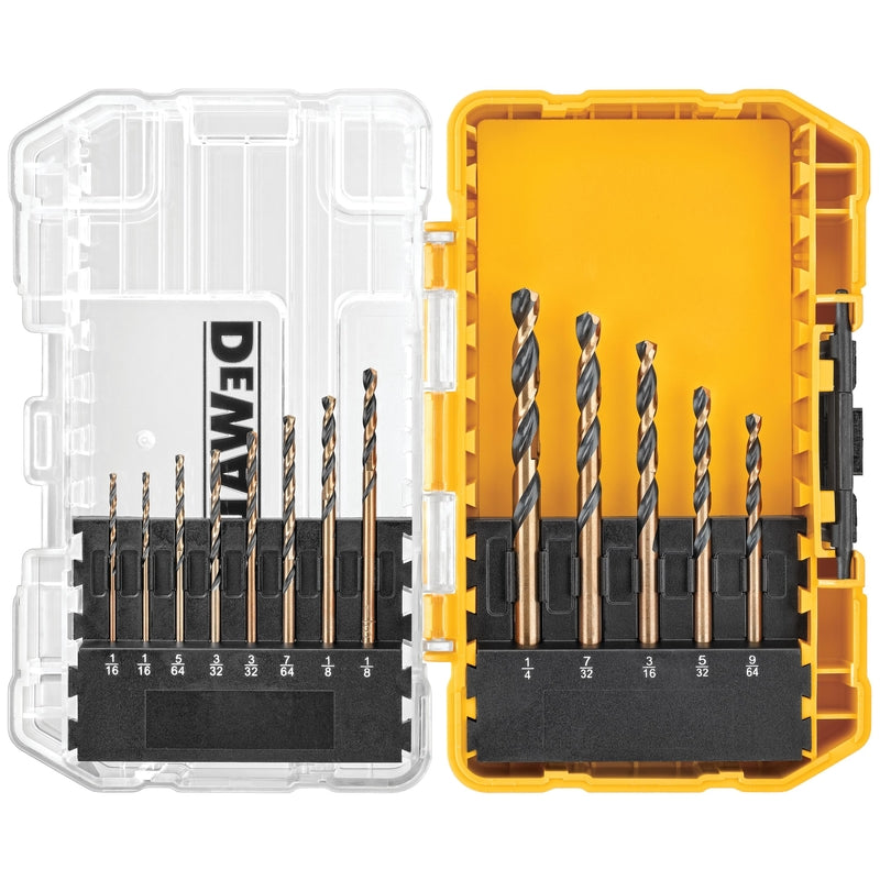 DeWalt Black & Gold High Speed Steel Split Point Drill Bit Set 3-Flat Shank 13 pc