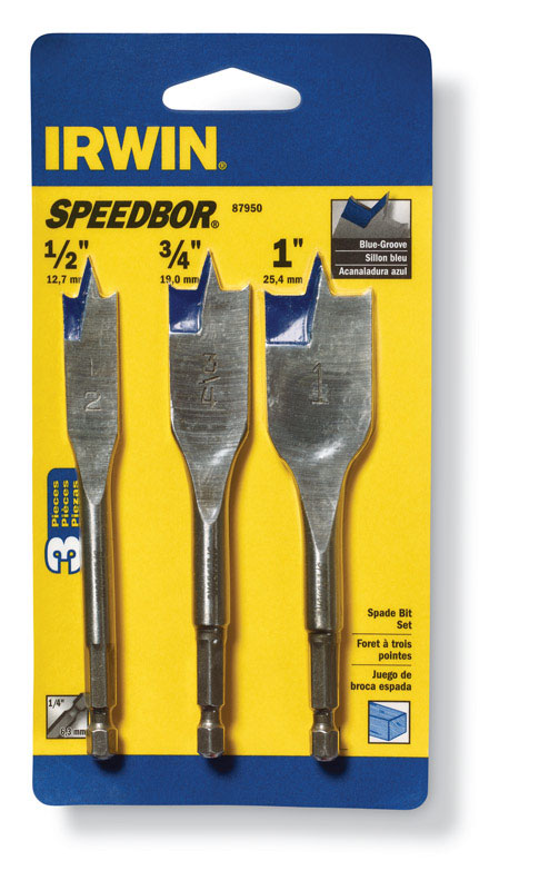 Irwin Speedbor Steel Wood Boring Bit Set Quick-Change Hex Shank 3 pc