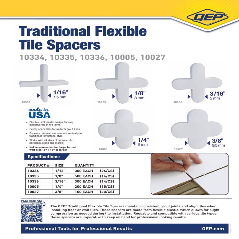 QEP 1.1 in. H X 1.1 in. W X 0.1 in. L Plastic Tile Spacer 100 pk