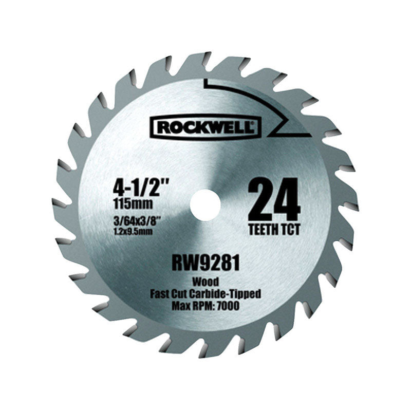 Rockwell 4-1/2 in. D X 3/8 in. Versacut Carbide Tipped Circular Saw Blade 24 teeth