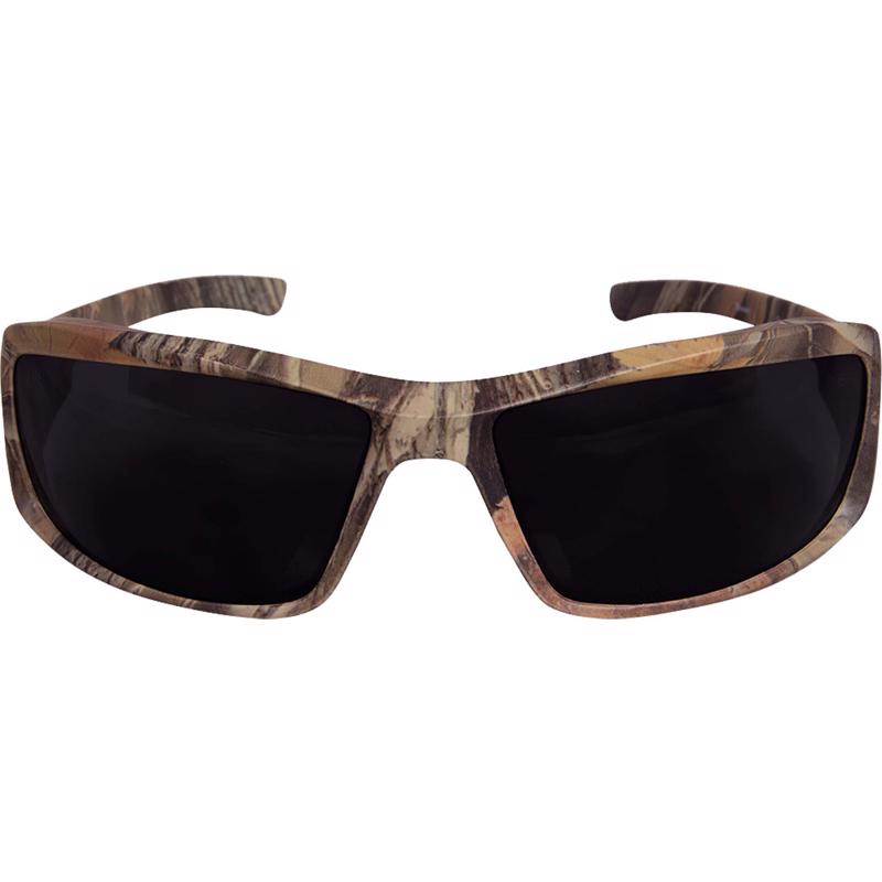 Edge Eyewear Brazeau Wraparound Safety Glasses Smoke Lens Camouflage Frame