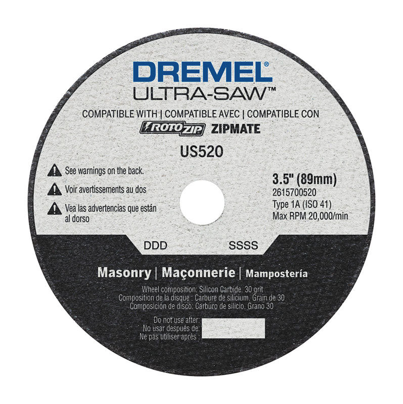 Dremel Ultra-Saw 3-1/2 in. D X 1/2 in. Silicon Carbide Masonry Cutting Wheel