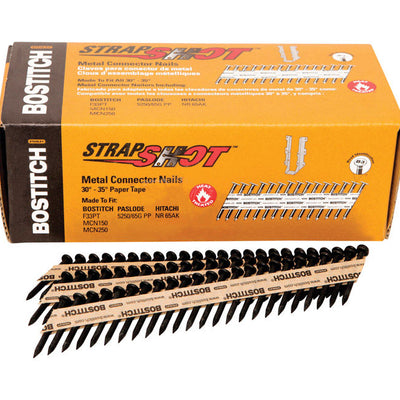 Bostitch StrapShot 1-1/2 in. L X 11 Ga. Straight Strip Brite Metal Connector Nails 35 deg 1000 pk