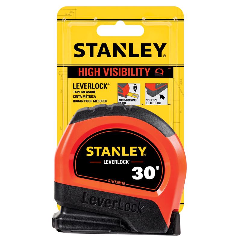 Stanley LeverLock 30 ft. L X 1 in. W Compact Tape Measure
