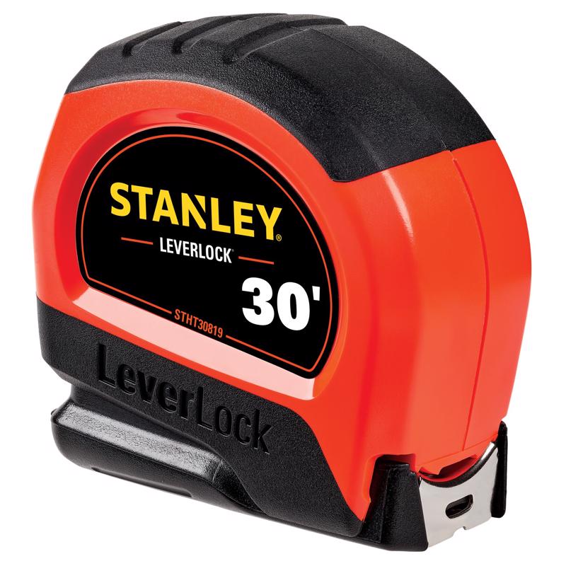 Stanley LeverLock 30 ft. L X 1 in. W Compact Tape Measure