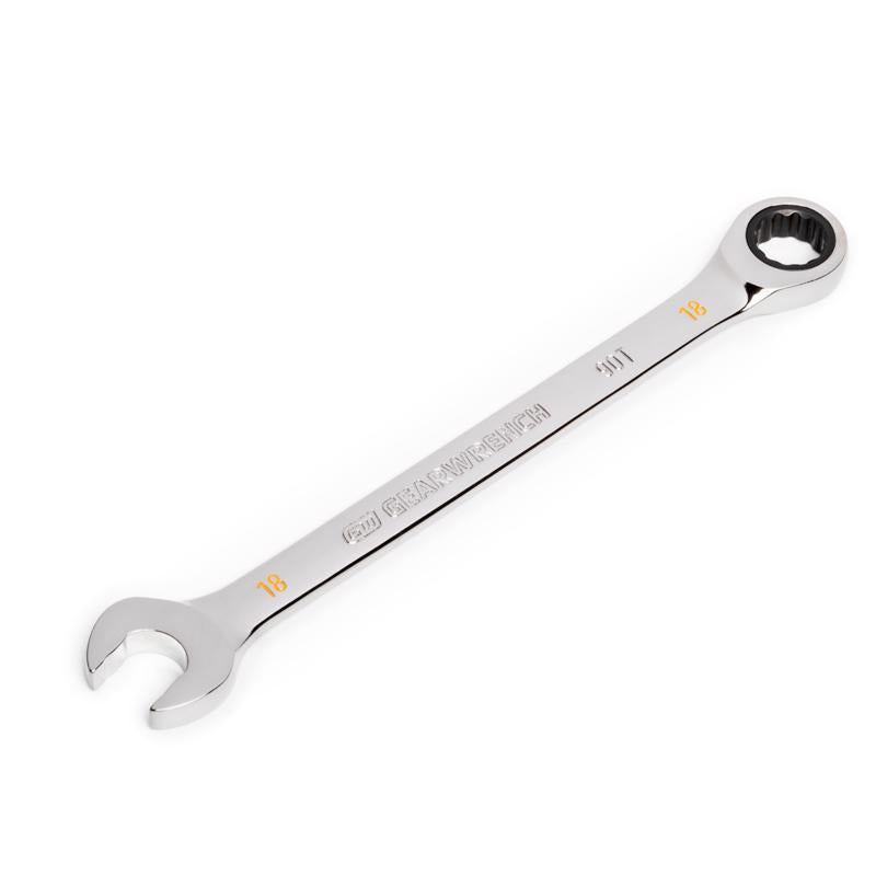 GEARWRENCH 18 mm 12 Point Metric Ratcheting Combination Wrench 9.33 in. L
