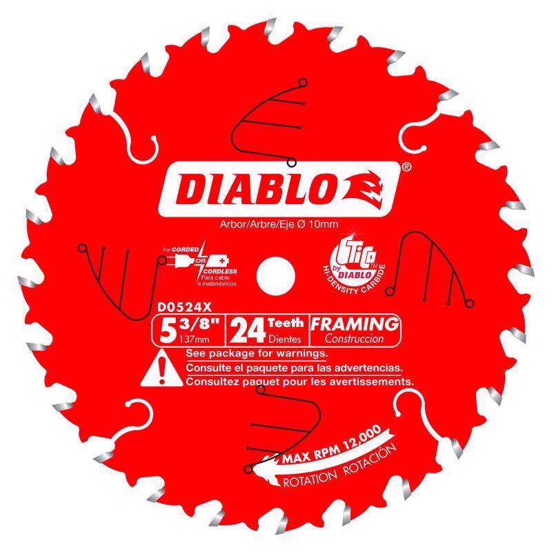 Diablo 5-3/8 in. D X 10 mm TiCo Hi-Density Carbide Trim Saw Blade 24 teeth