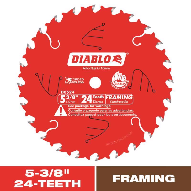 Diablo 5-3/8 in. D X 10 mm TiCo Hi-Density Carbide Trim Saw Blade 24 teeth