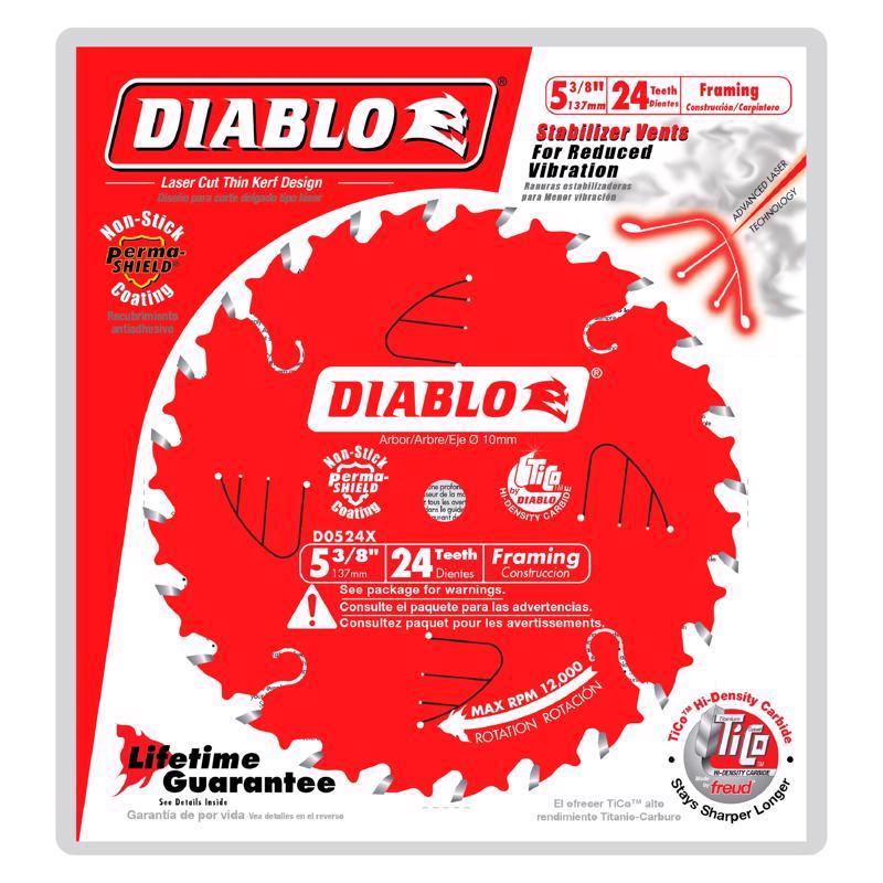 Diablo 5-3/8 in. D X 10 mm TiCo Hi-Density Carbide Trim Saw Blade 24 teeth
