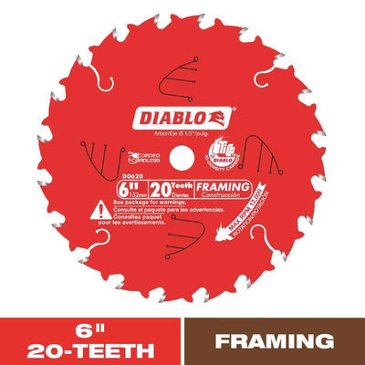 Diablo 6 in. D X 1/2 in. TiCo Hi-Density Carbide Framing Blade 20 teeth