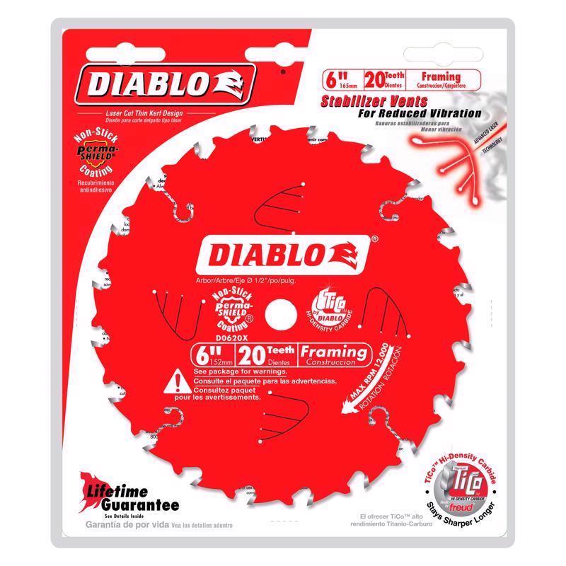 Diablo 6 in. D X 1/2 in. TiCo Hi-Density Carbide Framing Blade 20 teeth