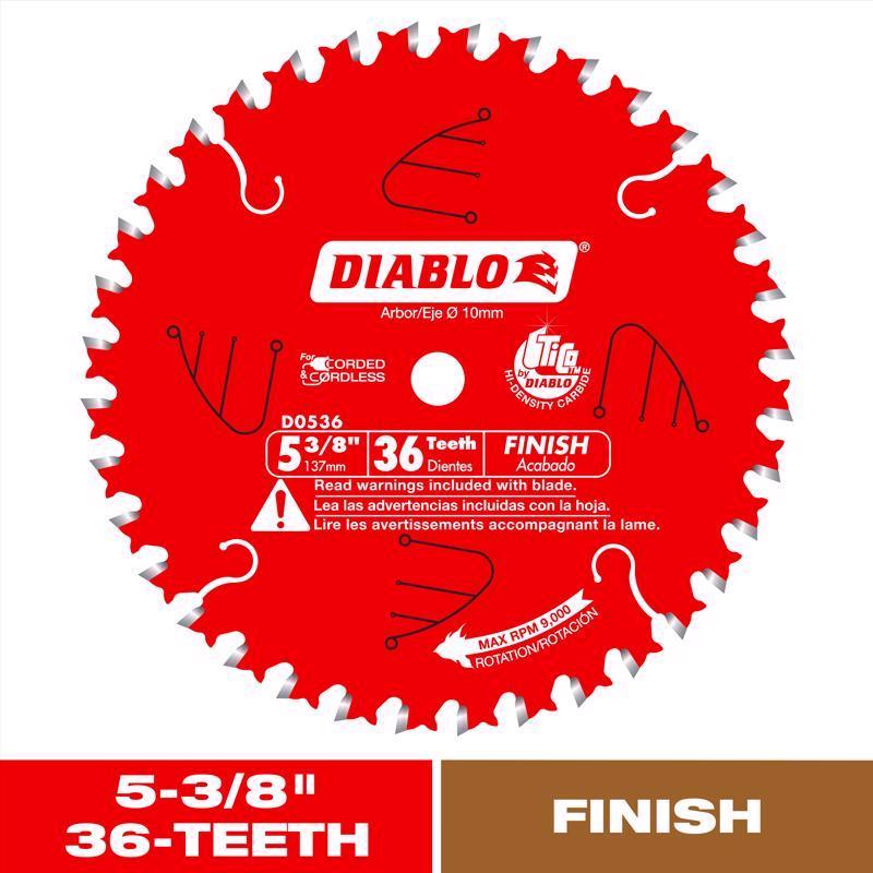 Diablo 5-3/8 in. D X 10 mm TiCo Hi-Density Carbide Trim Saw Blade 36 teeth