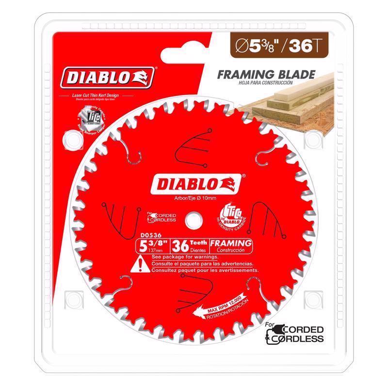Diablo 5-3/8 in. D X 10 mm TiCo Hi-Density Carbide Trim Saw Blade 36 teeth