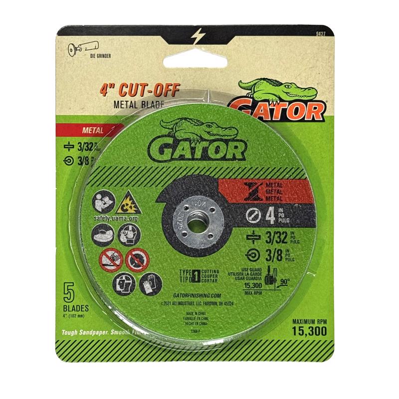Gator 4 in. D X 3/8 in. Aluminum Oxide Metal Cut-Off Blade 5 pc
